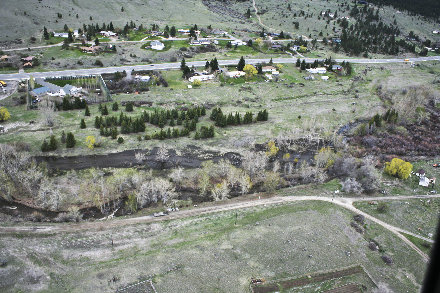 Aerial view of flooding in the Helena area